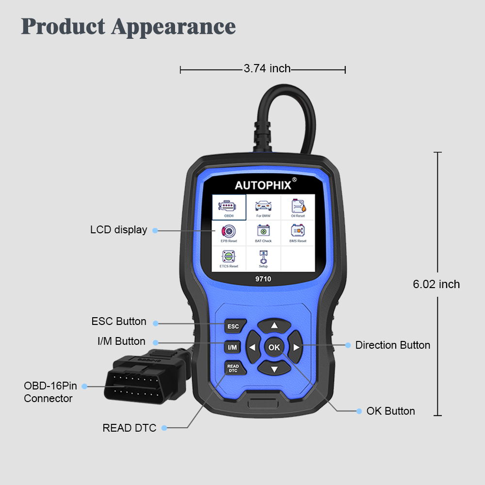 9710 OBDII+BMW Professional Diagnostic Tool - product appearance